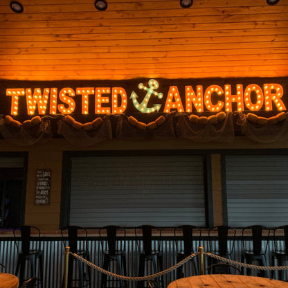 Large metal lighted anchor marquee sign