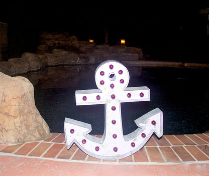 Large metal lighted anchor marquee sign