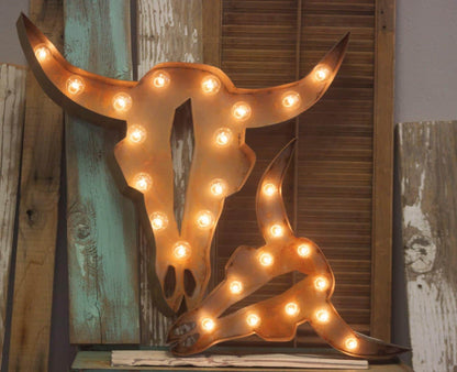 Marquee sign large custom lighted sign cow bull steer metal marquee…boho art cowboy cowgirl mermaid native american boots