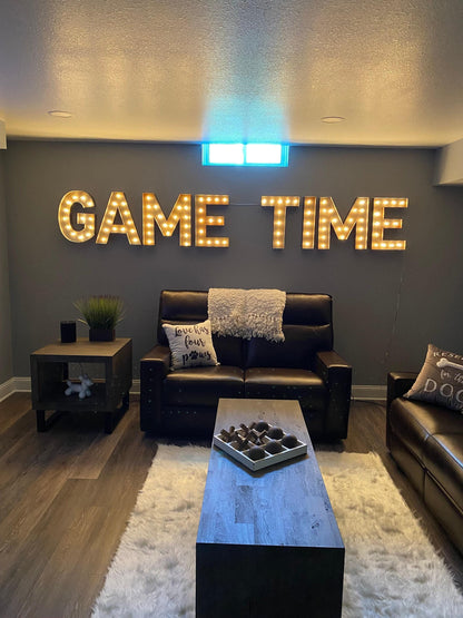 Metal marquee letters, marquee letter, light up letter, lighted letter, 14" to 24" game time bar