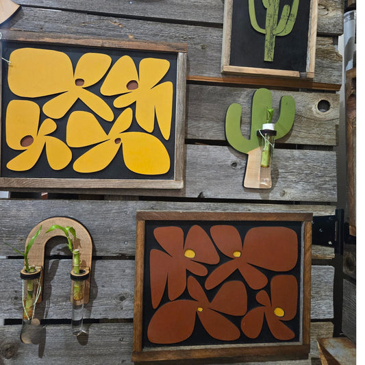 Half off in stock handmade wood wall art retro southwest desert nature flowers reclaimed wood unique