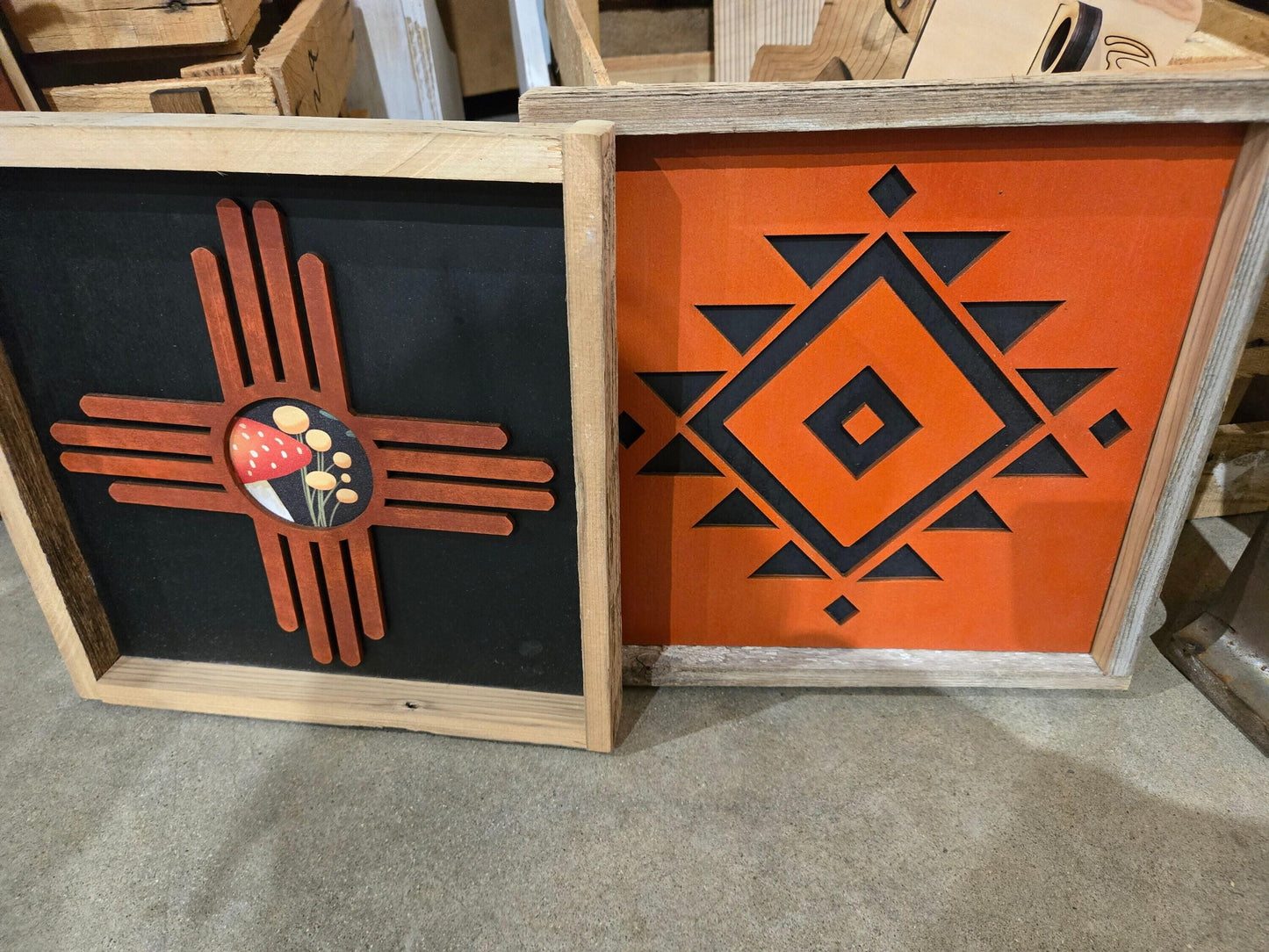 Half off in stock handmade wood wall art retro southwest desert nature flowers reclaimed wood unique