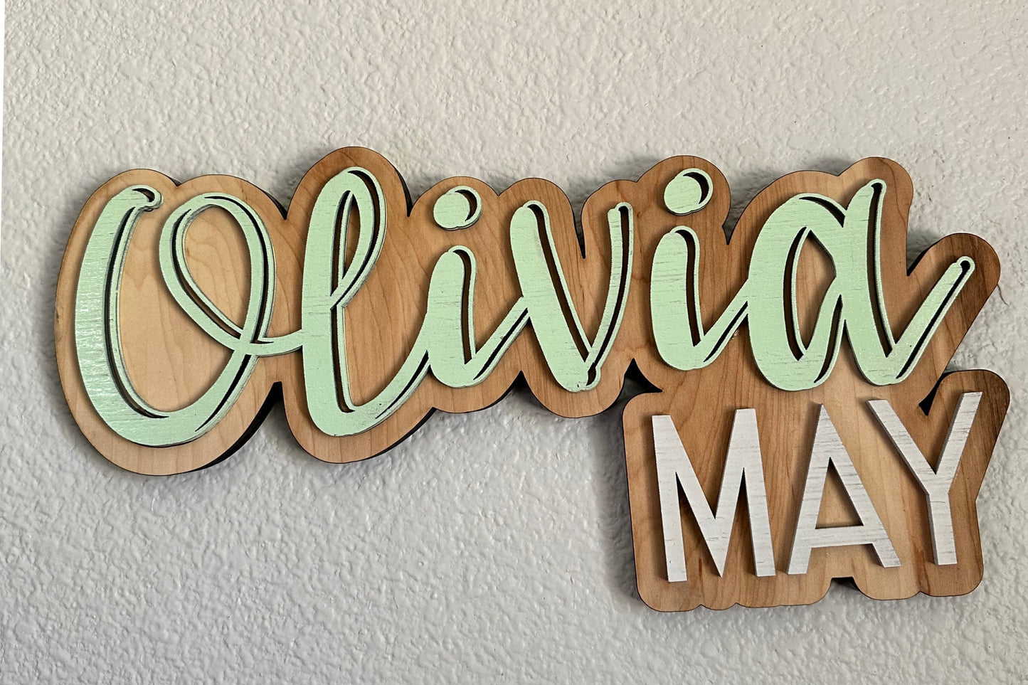 Large wood name sign, nursery name sign, girl name, above crib name, layered baby name, boy name, cut out, wedding decor, personalized sign