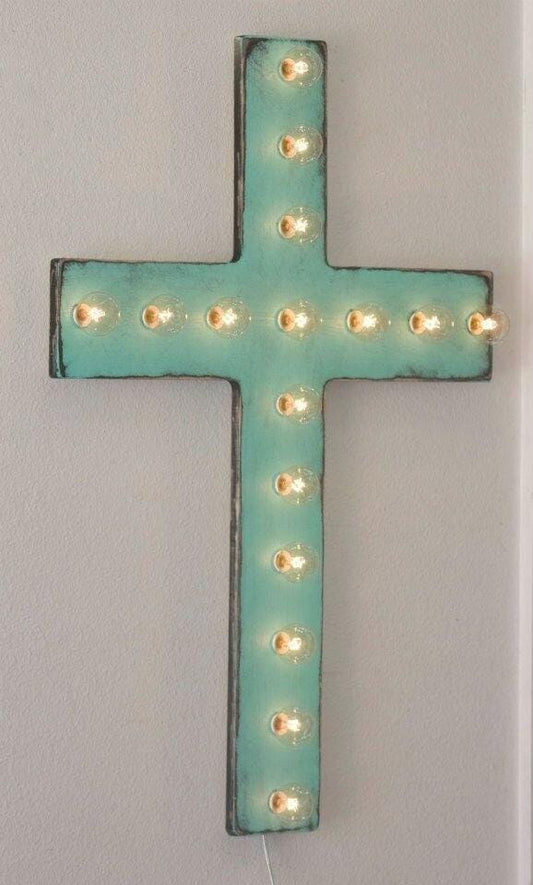 24" marquee sign cross wood