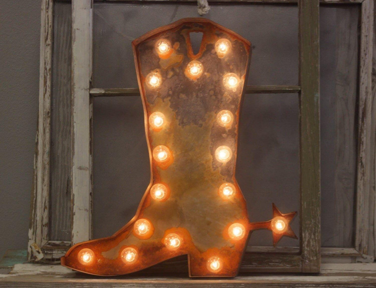 Big cowboy or cowgirl boot marquee…cowboy cowgirl family room gun western