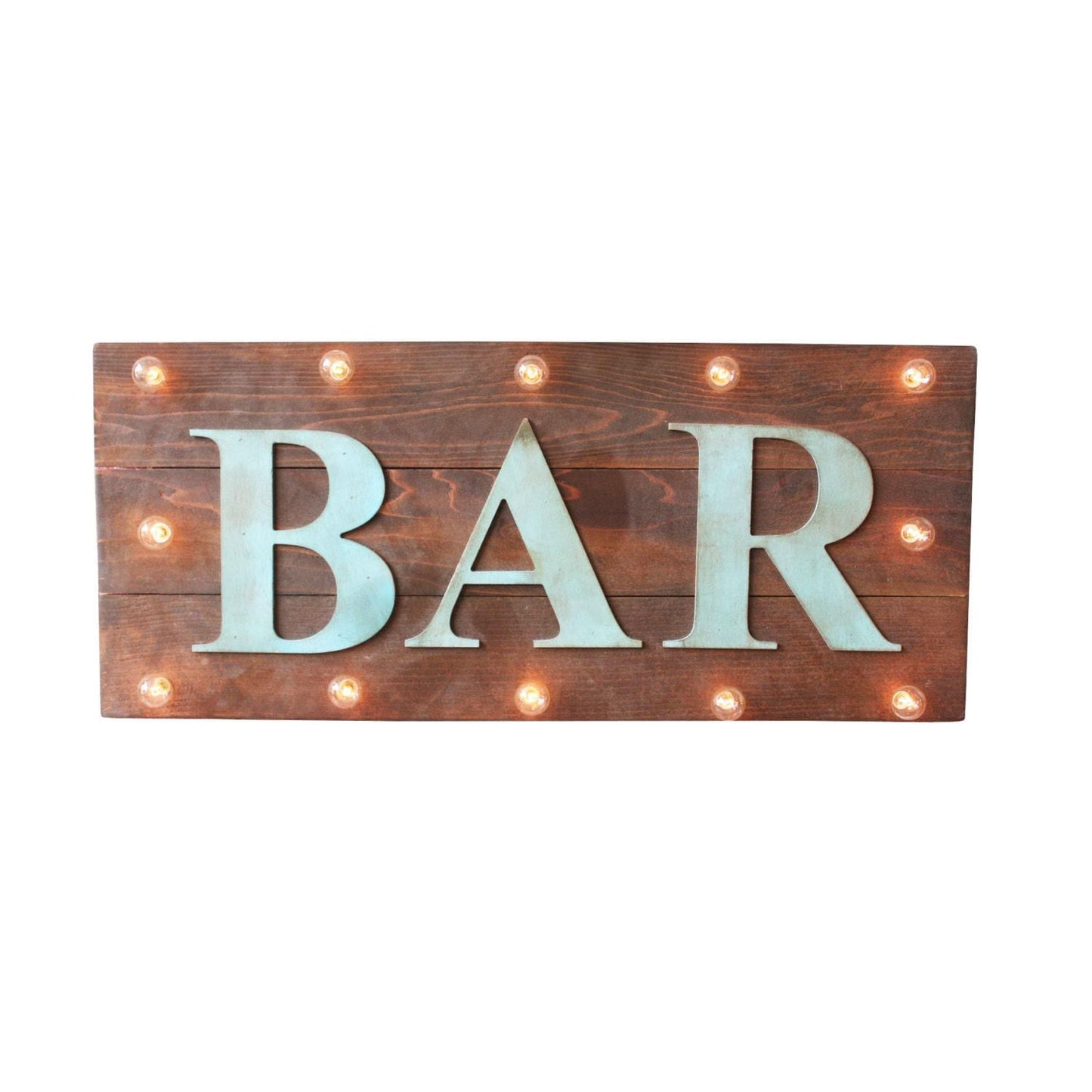 Vintage style custom and personalized wood lighted sign bar beer photos pub business open cocktails cheers open