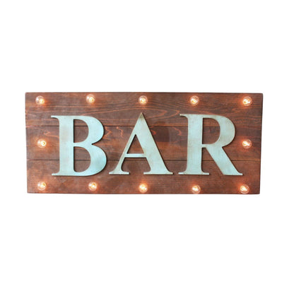 Vintage style custom and personalized wood lighted sign bar beer photos pub business open cocktails cheers open