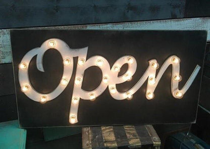 Wood marquee sign lighted sign lighted letters bar photos dream love open business