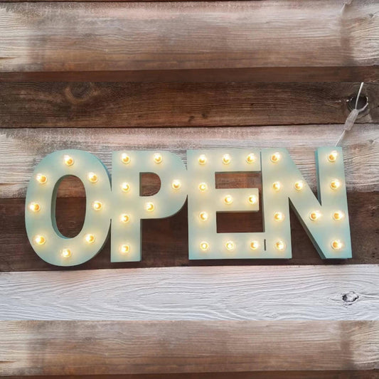 In stock open sign lighted marquee large custom vintage inspired wood sign… open lighted sign business boutique vendor corporate events