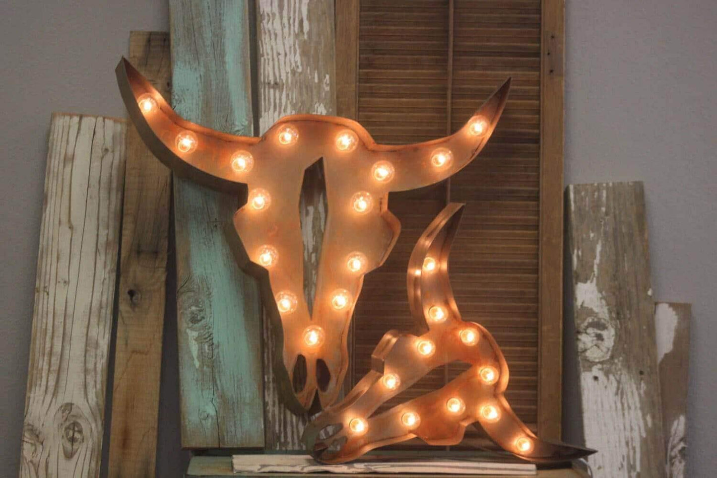 Marquee sign large custom lighted sign cow bull steer metal marquee…boho art cowboy cowgirl mermaid native american boots