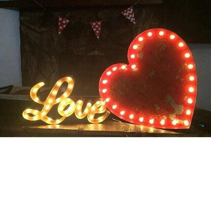 Marquee sign vintage style marquee light star or heart metal steel.....      wedding birthday home logo business decor