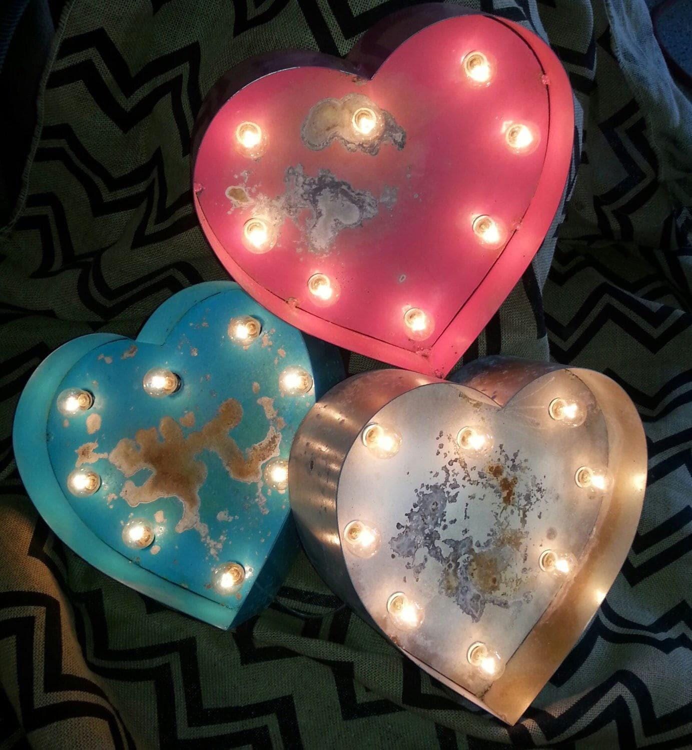 Marquee sign vintage style marquee light star or heart metal steel.....      wedding birthday home logo business decor