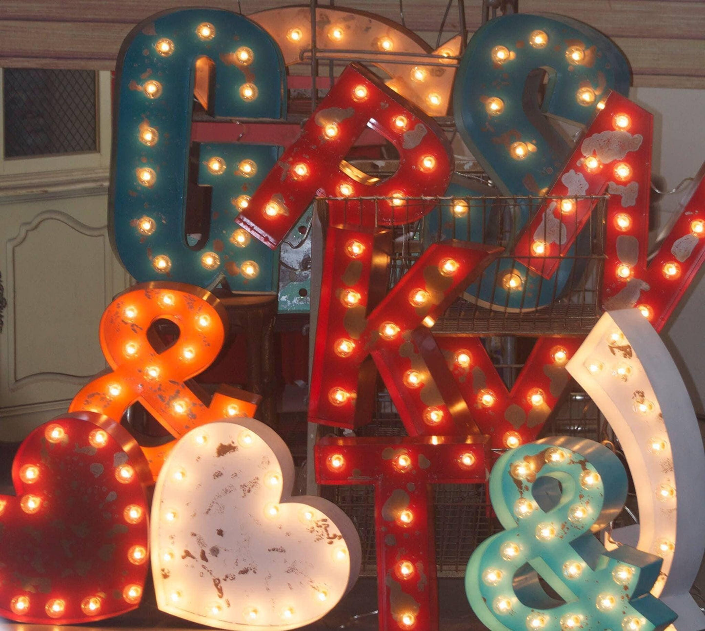 Marquee sign vintage style marquee light star or heart metal steel.....      wedding birthday home logo business decor