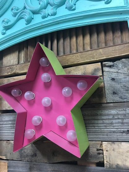 Marquee sign vintage style marquee light star or heart metal steel.....      wedding birthday home logo business decor