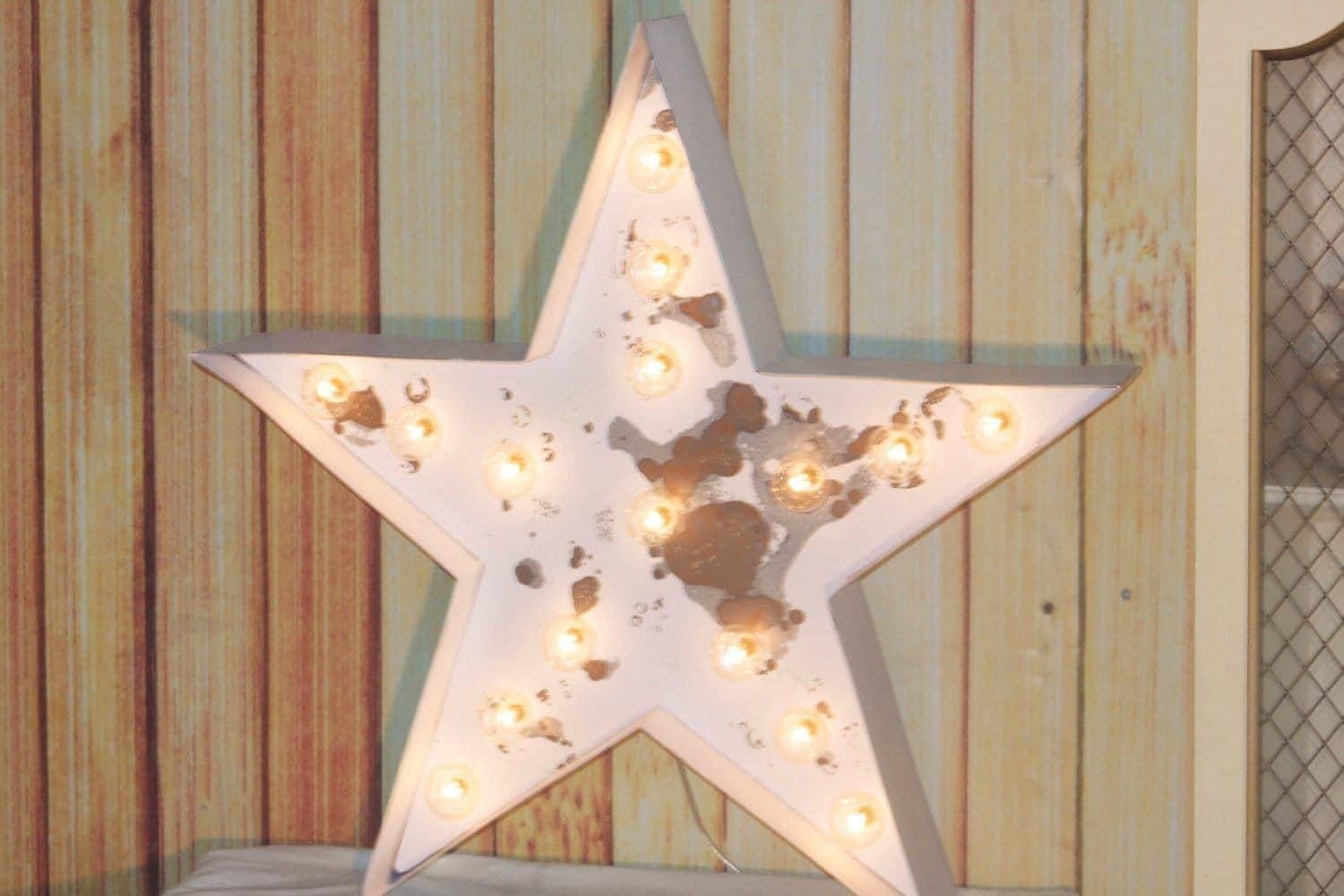 Large steel marquee star sign, vintage style lighted decor business