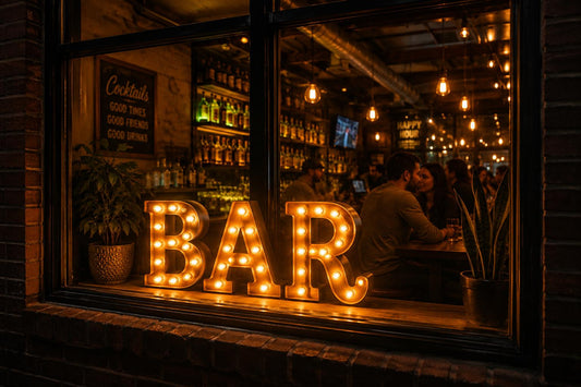 Lighted BAR or PUB Sign | Handmade Metal Marquee Letters | Rustic Industrial Pub Decor | Vintage Home Bar Light | Whiskey Lounge Wall Art
