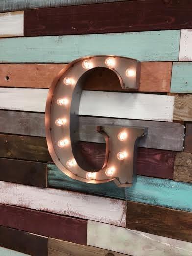 18" steel marquee light up letter, custom font choice