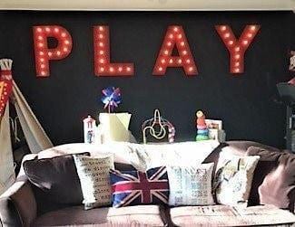 Custom wood wall decor light up marquee letters personalized 4 letter sign | nursery name play game room modern home decor business logo