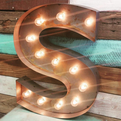 Steel marquee letter sign, lighted metal number, custom 14-36 inch