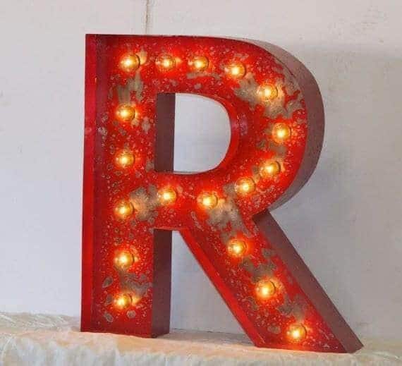 Steel marquee letter sign, lighted metal number, custom 14-36 inch