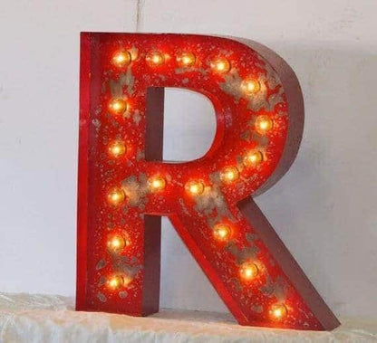Steel marquee letter sign, lighted metal number, custom 14-36 inch