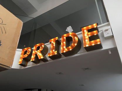 Steel marquee letter sign, lighted metal number, custom 14-36 inch