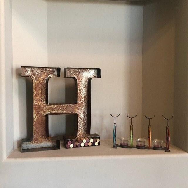 Distressed metal marquee letter sign, vintage style number, 14-36"