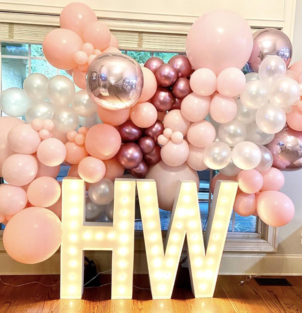 Custom wedding marquee sign: lighted engagement ring decor