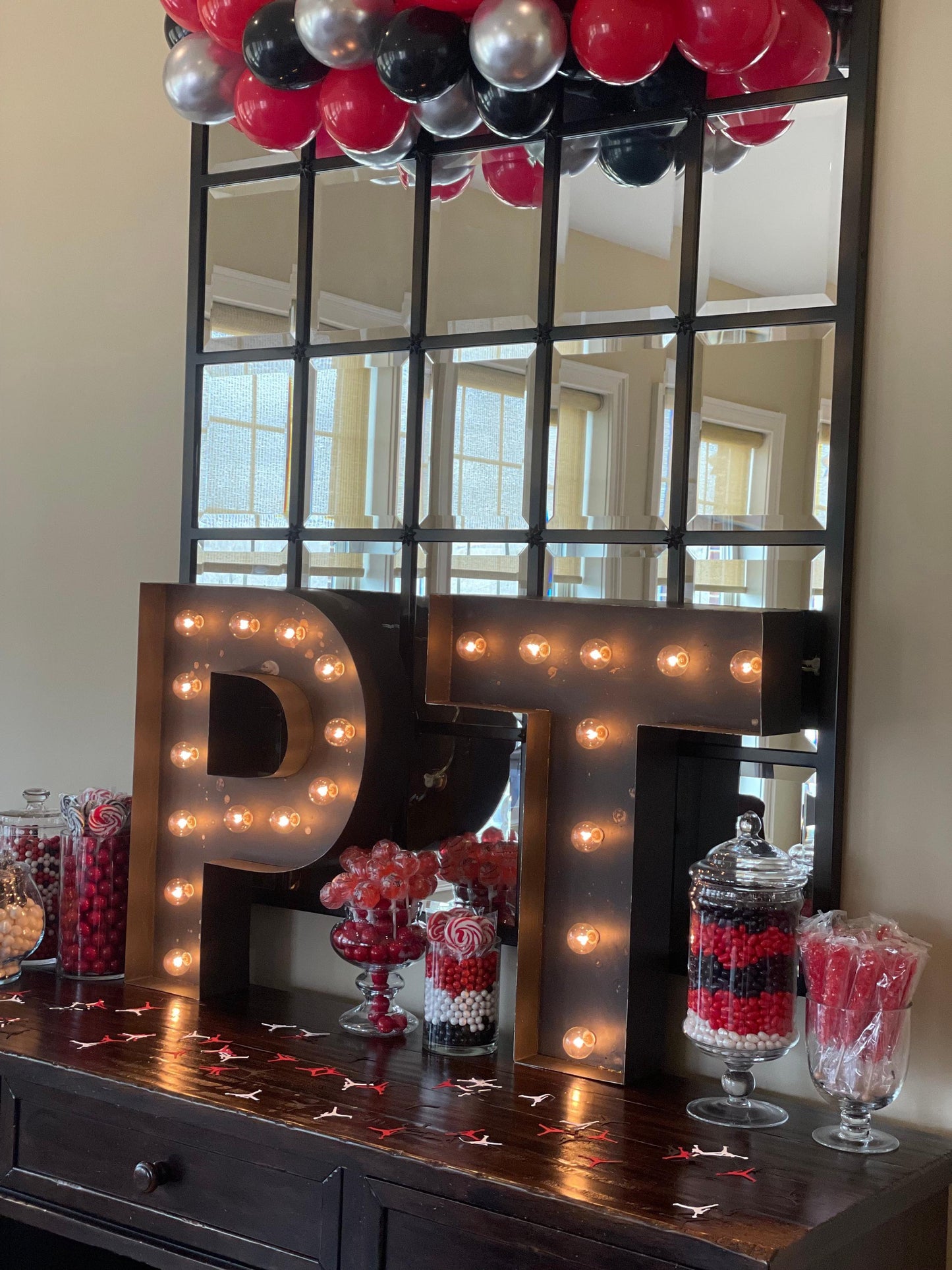 Custom wedding marquee sign: lighted engagement ring decor