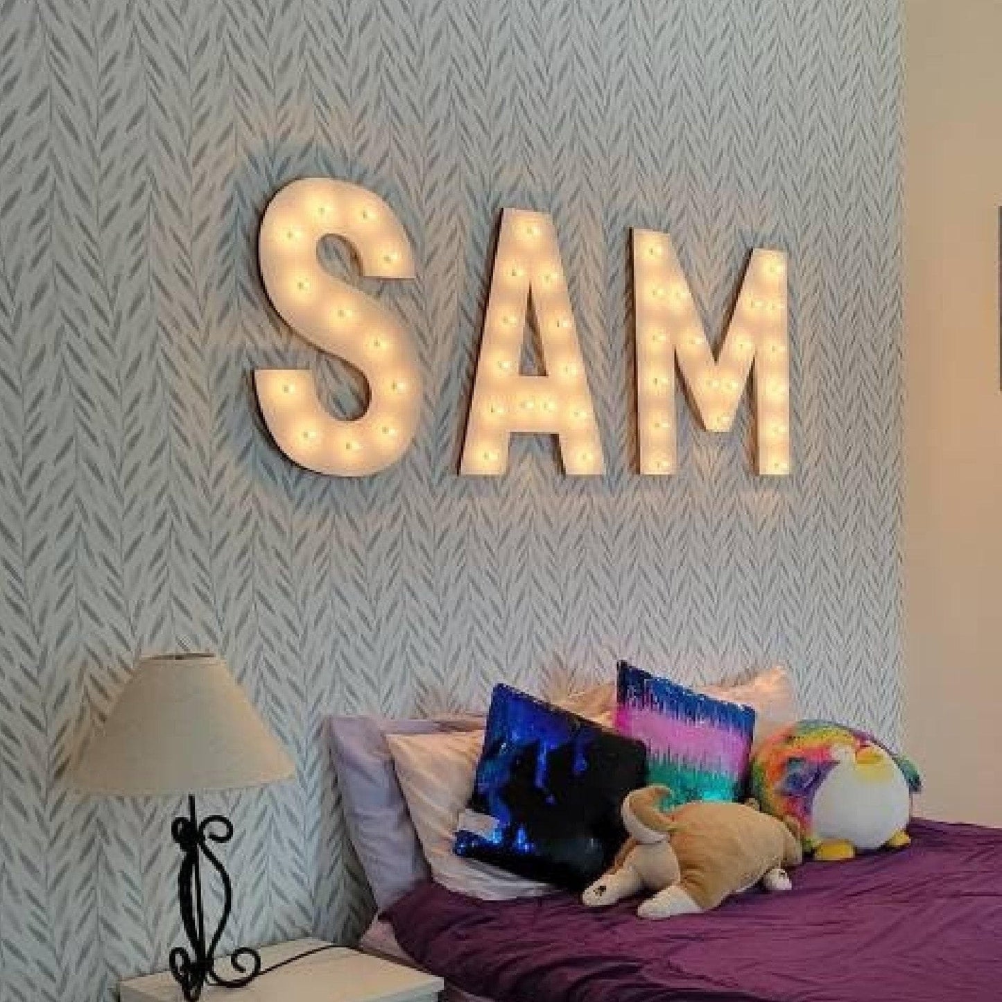 Vintage inspired marquee letter - lighted maple wood sign