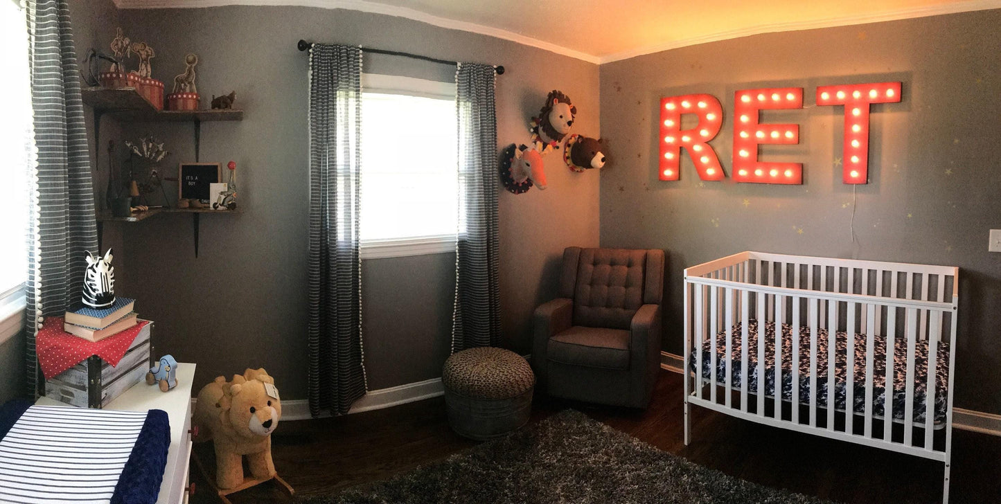 Vintage inspired marquee letter - lighted maple wood sign