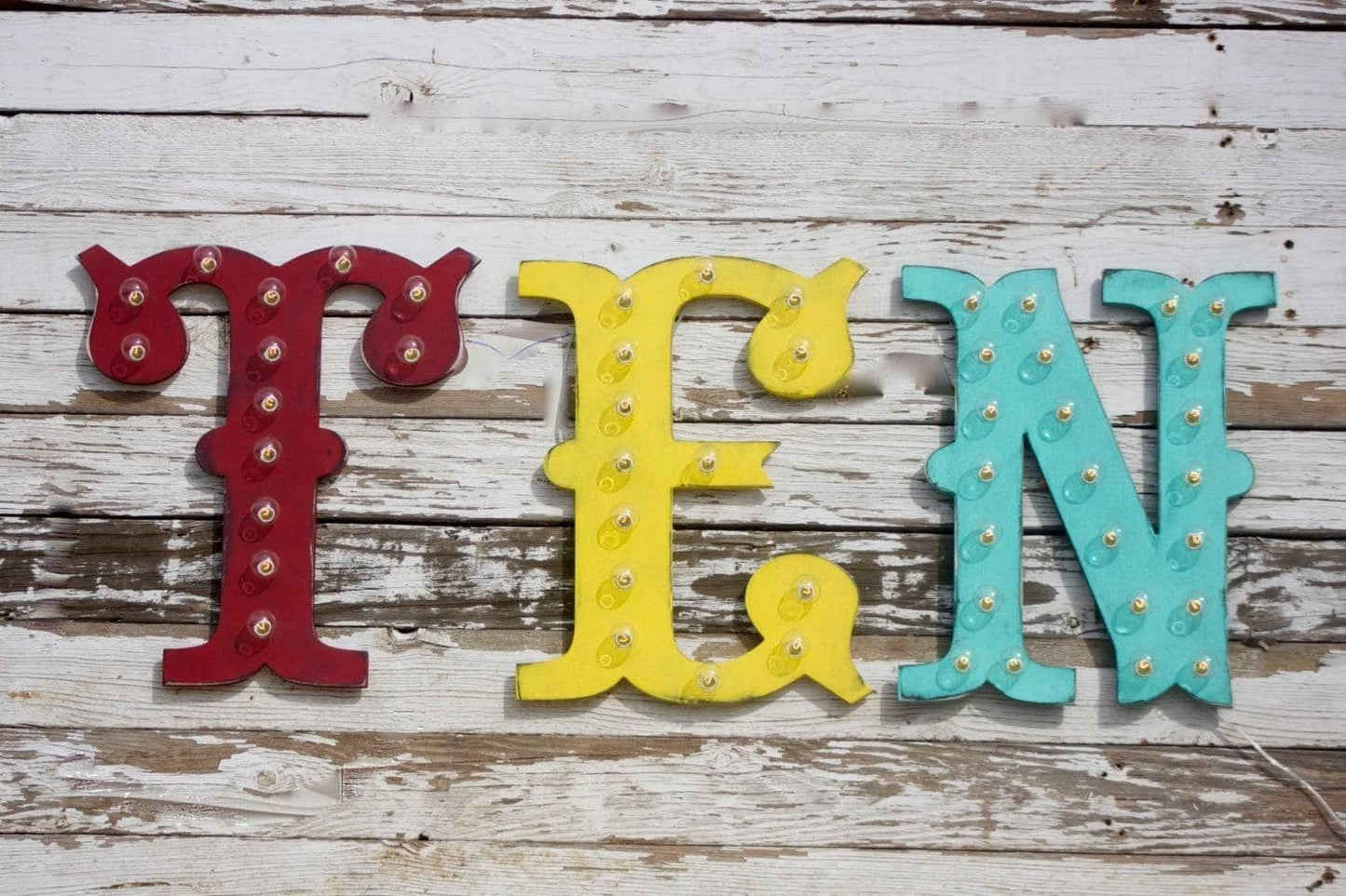 Vintage inspired marquee letter - lighted maple wood sign