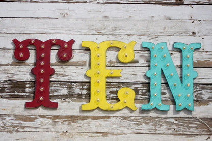 Vintage inspired marquee letter - lighted maple wood sign
