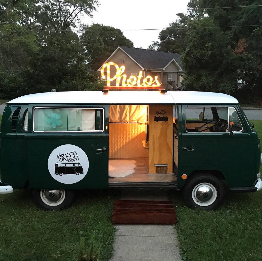 Custom lighted marquee sign, metal or wood letters, wedding decor mobile business booth bus