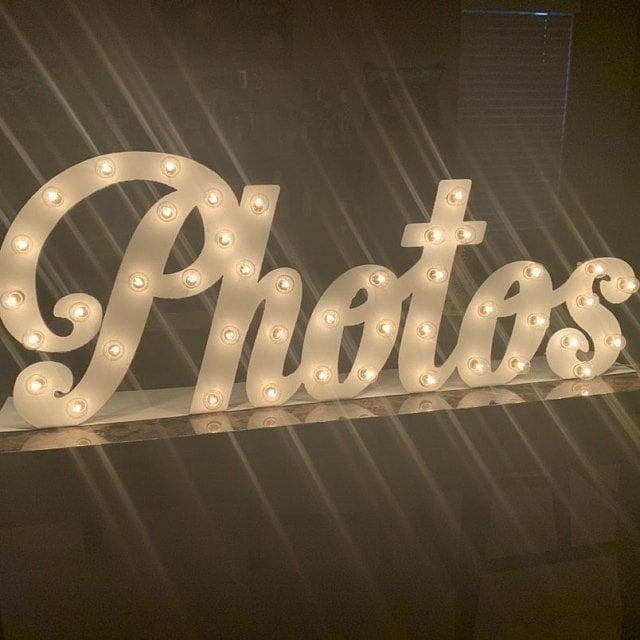 Custom lighted marquee sign, metal or wood letters, wedding decor mobile business booth bus