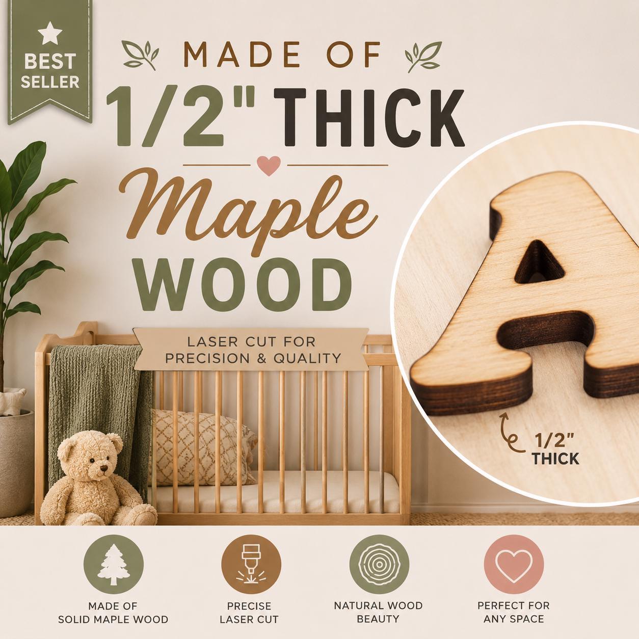 Large 24" maple wood name sign | game room, nursery, business decor logo