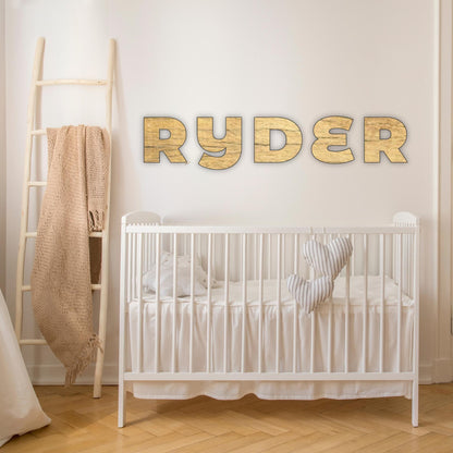 Large 24" maple wood name sign | game room, nursery, business decor logo