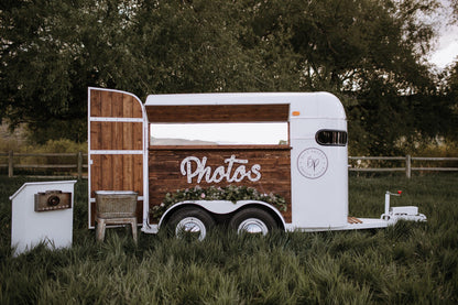 Custom lighted marquee sign, metal or wood letters, wedding decor mobile business booth bus