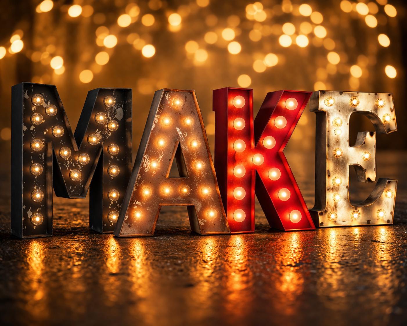 Metal light up marquee letter, vintage style, 16-36 inch