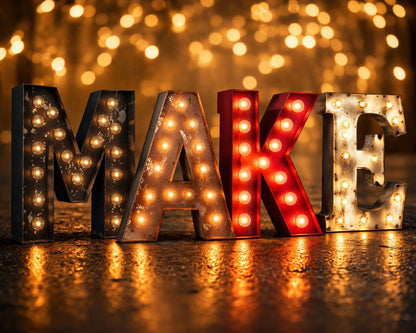 Metal light up marquee letter, vintage style, 16-36 inch