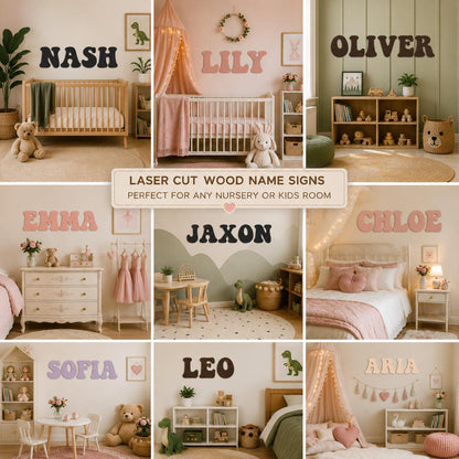 Large 24" maple wood name sign | game room, nursery, business decor logo