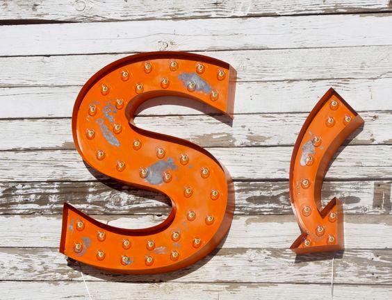 Metal light up marquee letter, vintage style, 16-36 inch