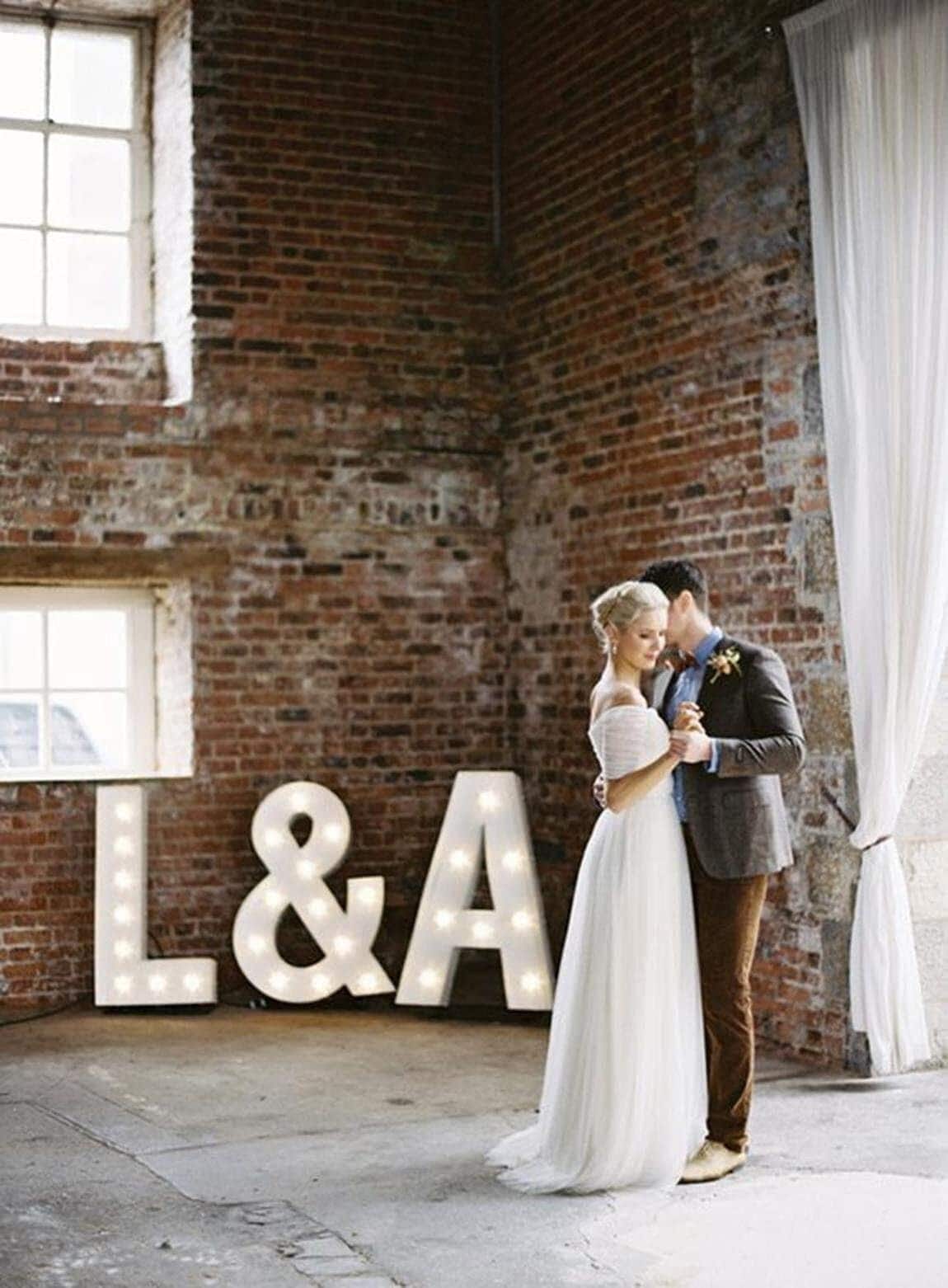 36" steel marquee letter sign, custom event decor