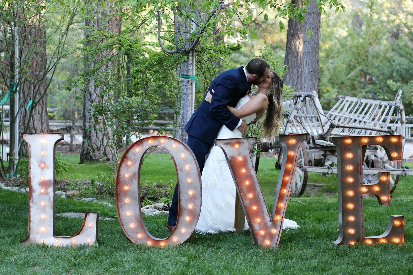 36" metal marquee letter sign - illuminated steel wedding decor