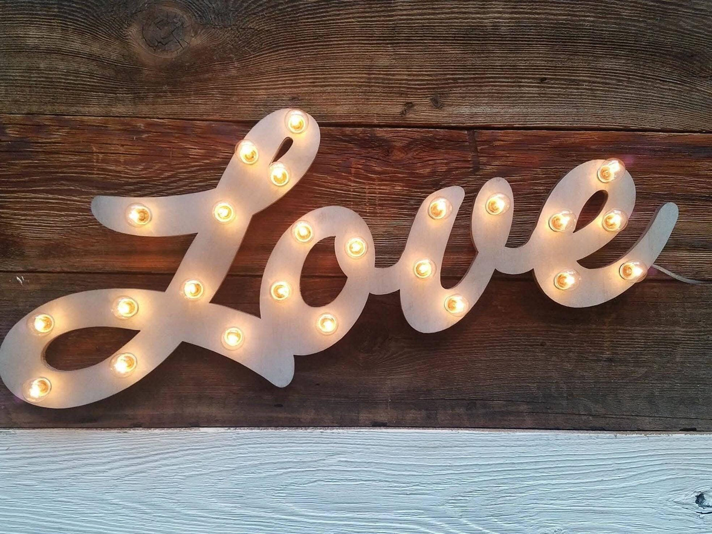 Custom wood marquee sign, personalized lighted letters