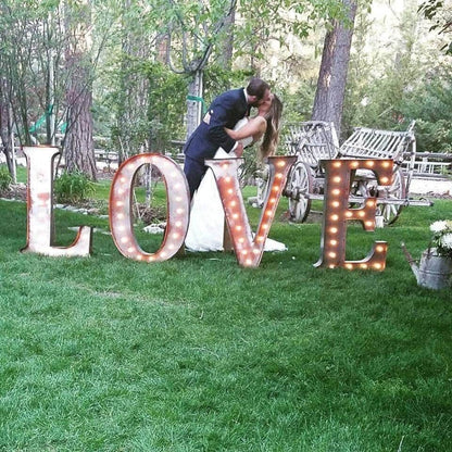 Custom metal marquee letters, lighted sign, wedding decor (4pc)