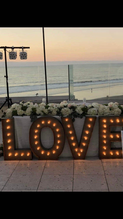 Custom metal marquee letters, lighted sign, wedding decor (4pc)