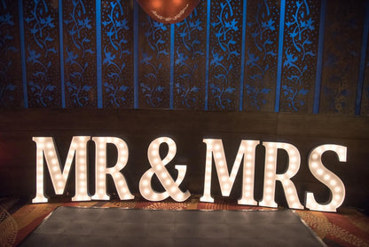 Custom metal marquee letters, lighted sign, wedding decor (4pc)
