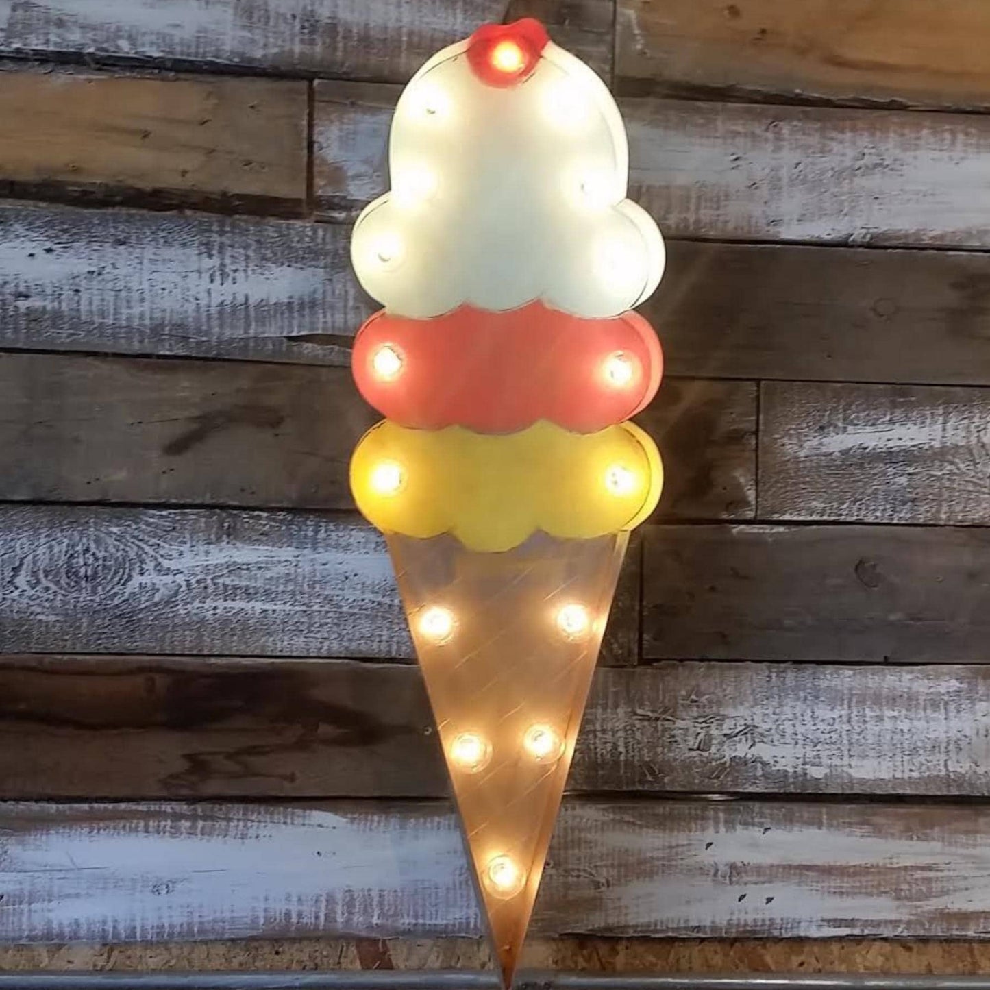 Ice cream cone marquee sign, vintage style metal light