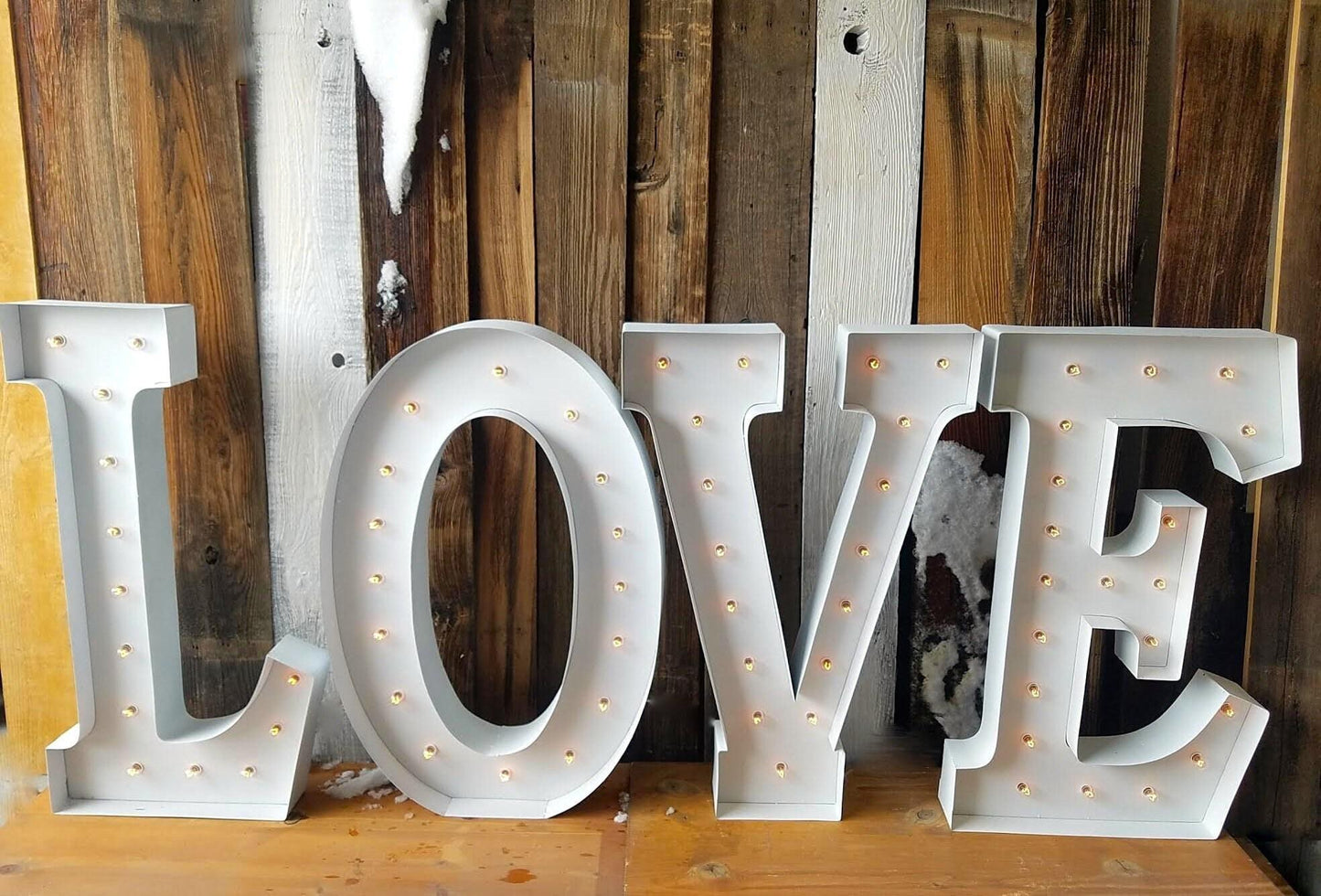 Custom metal marquee letters, lighted sign, wedding decor (4pc)